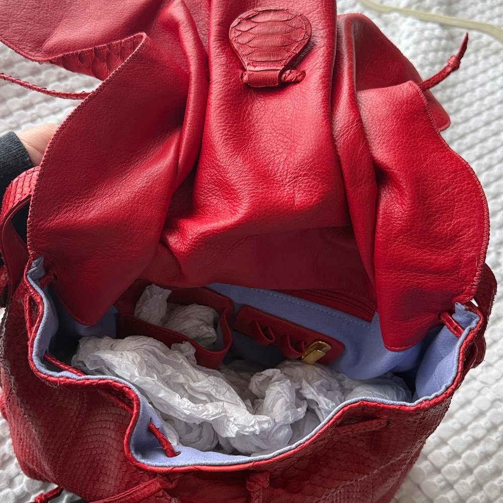 Carlos Falchi Red Python Shoulder Bag - image 4